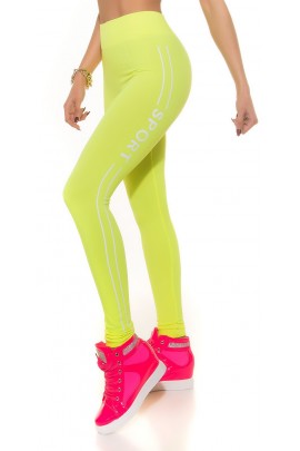 Legging fitness femme jaune fluo